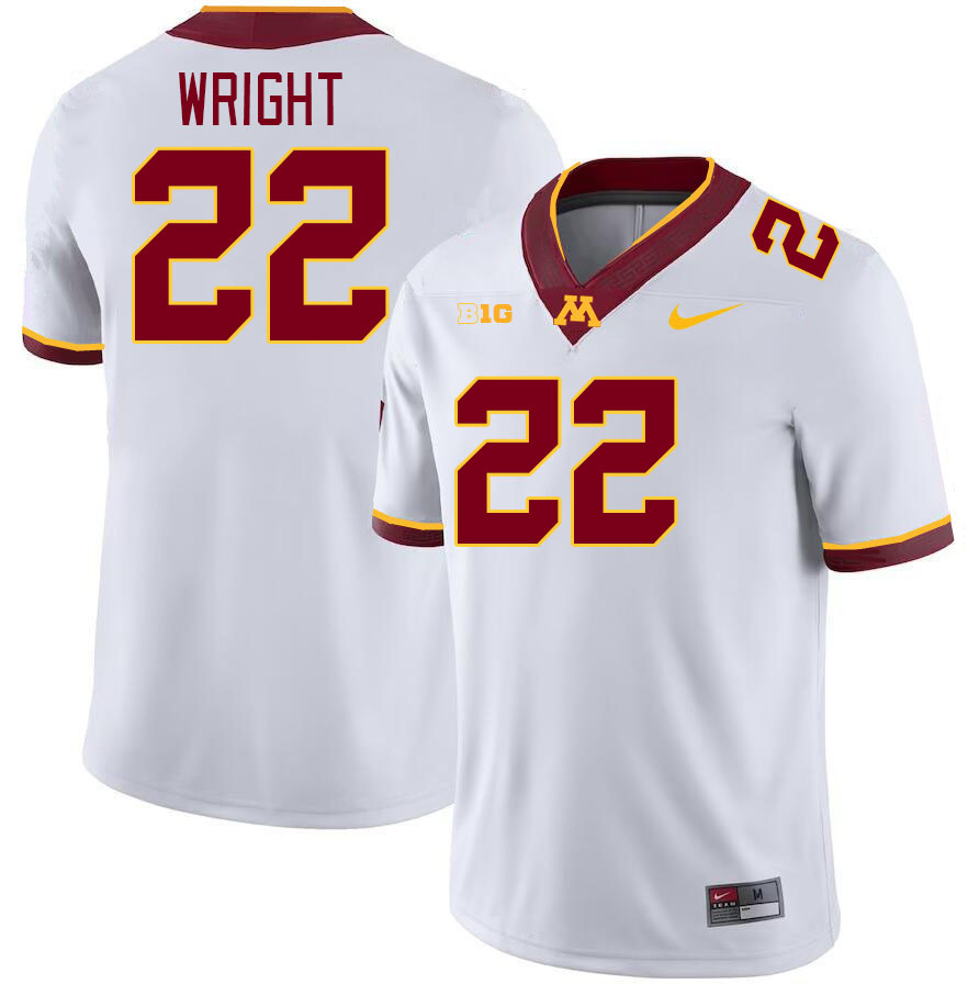 Men #22 Jaydon Wright Minnesota Golden Gophers College Football Jerseys Stitched-White